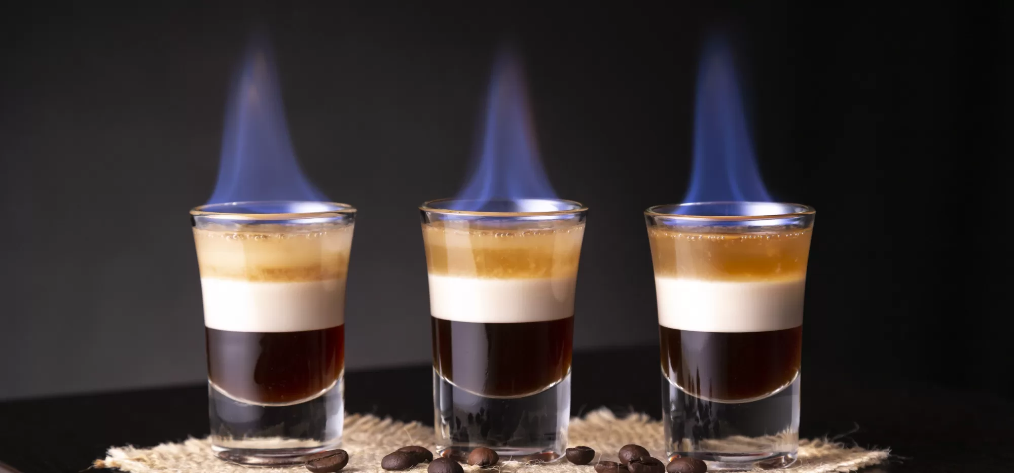 B-52 cocktail on fire made with Kahlua